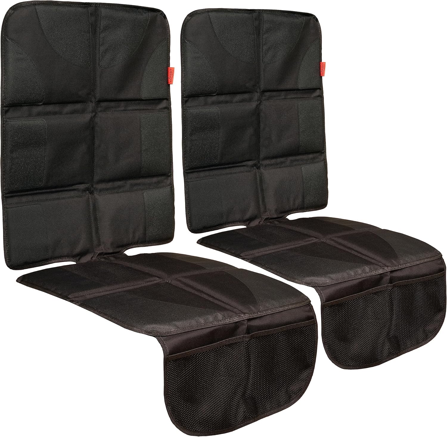 Lusso Gear Car Seat Cover &amp; Protector - 2-Pack Waterproof Non-Slip Protector - Mesh Pocket Organizer - Universal Fit for Convertible &amp; Toddler Car Seats, Black