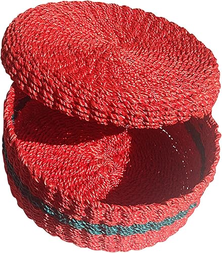 Cesta de tortilla de abaca hecha a mano roja