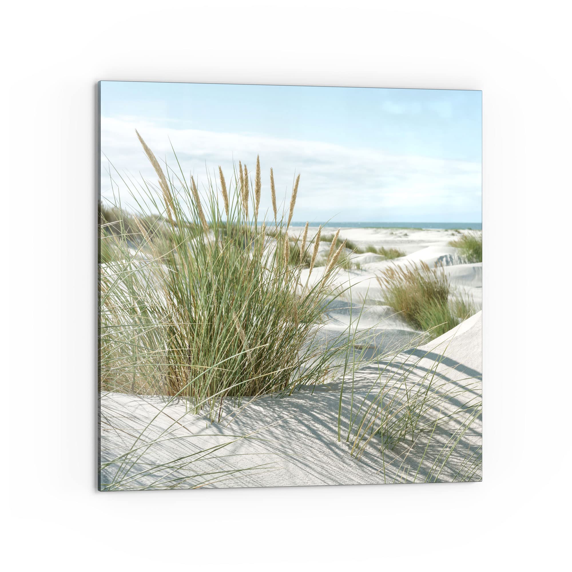 DEQORI Crédence de cuisine en verre - Motif dunes sur la côte de la mer du Nord - 60 x 60 cm - Paroi arrière de salle de bain ou de cuisinière - Protection anti-éclaboussures pour cuisine et salle de