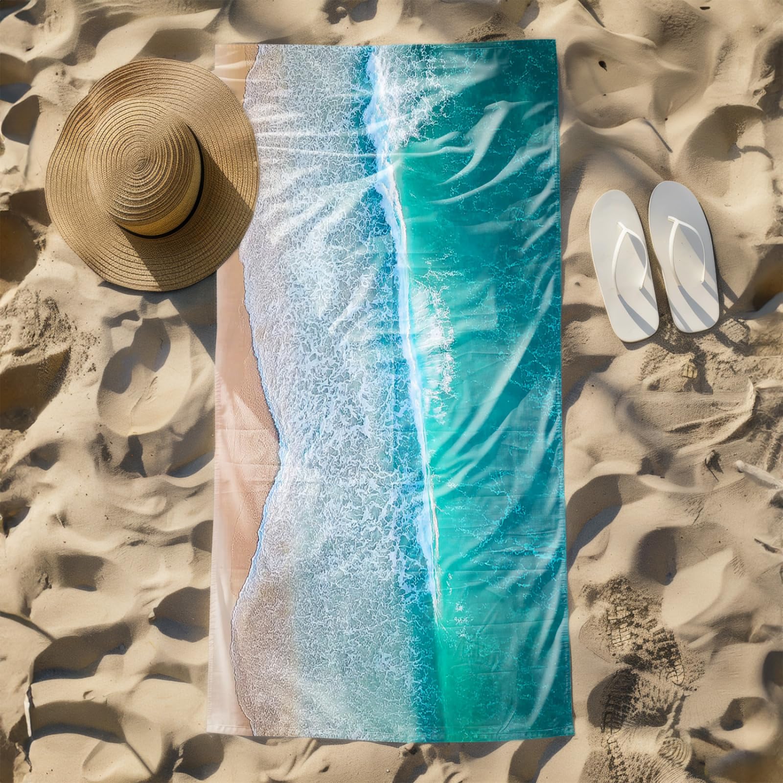 Genérico Toalla Playa Grande Mar Verde Microfibra Secado Rápido Oversize Toalla Sin Arena Súper Ligera Piscina Camping Picnic Yoga Gimnasio Y Deportes Viaje