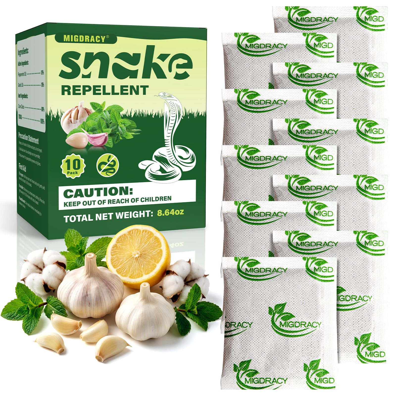 Photo 1 of 10Pack Snake Repellent, Snake Deterrent Pouches, Keep Snake Away from Home, Garden, and Vehicle, Peppermint Oil to Repel Snake, Indoor and Outdoor Use