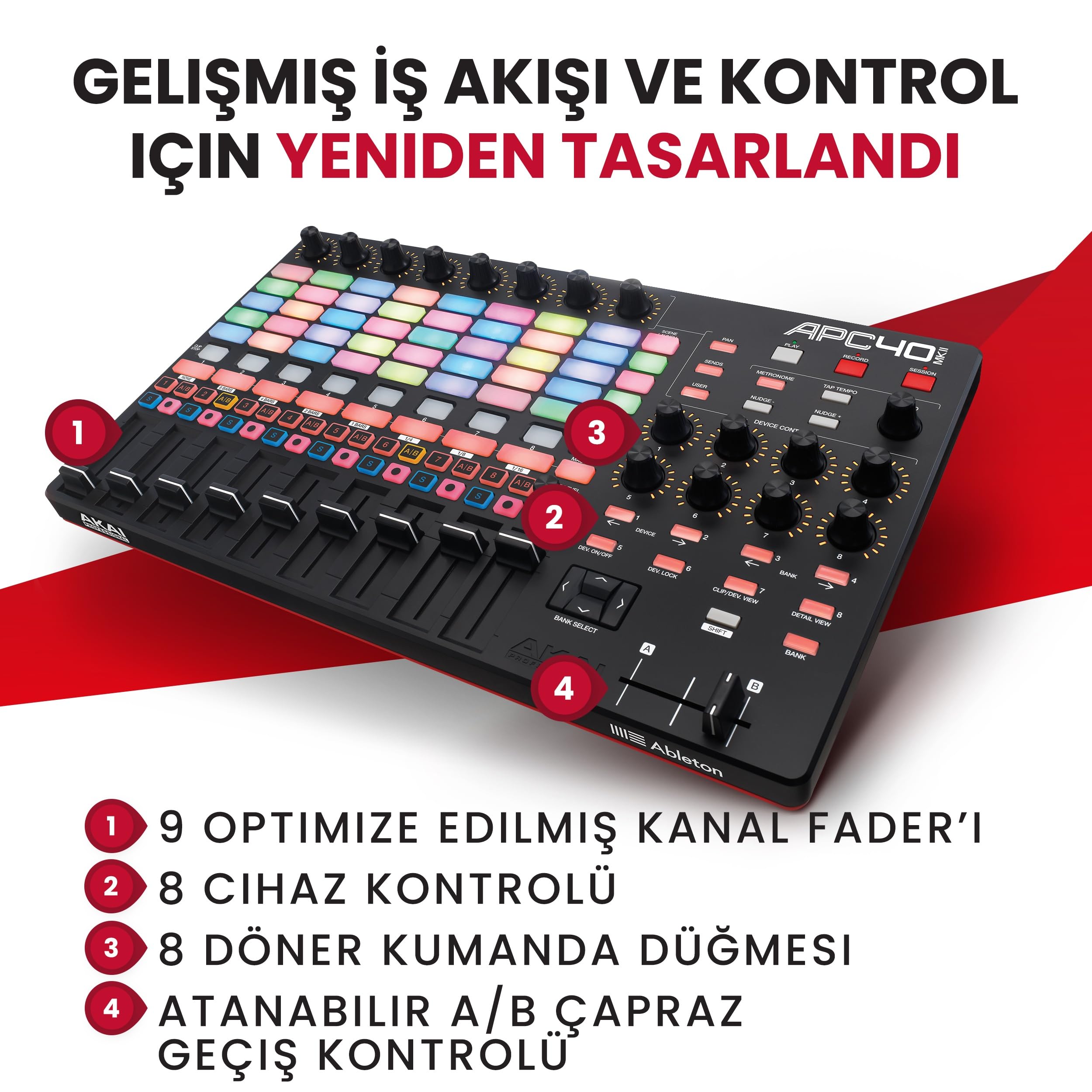 Akai Pro fessional APC40 MKII - USB ile çalışan Ableton Live
