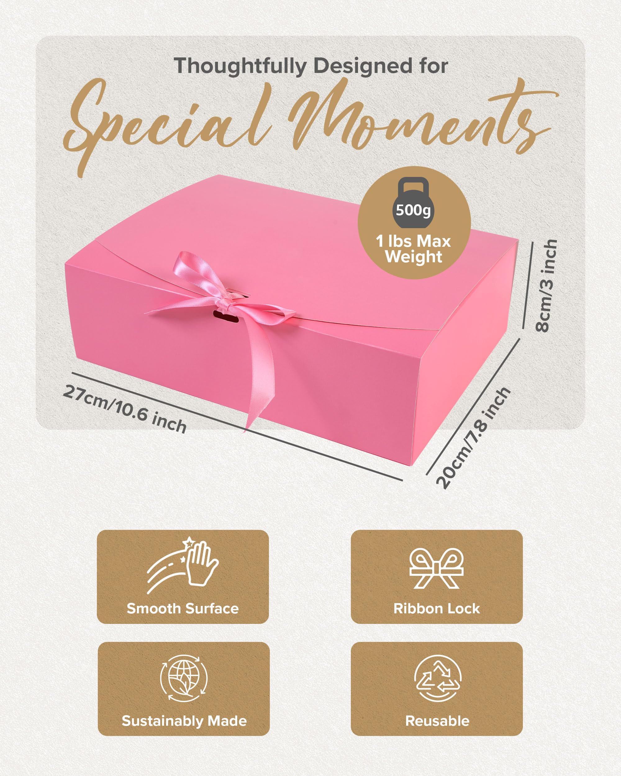 Set di 16 scatole regalo rosa, per regali e regali per matrimoni, compleanni e altro ancora, scatole regalo nere facili da montare, con coperchi e chiusura a nastro, scatole decorative con