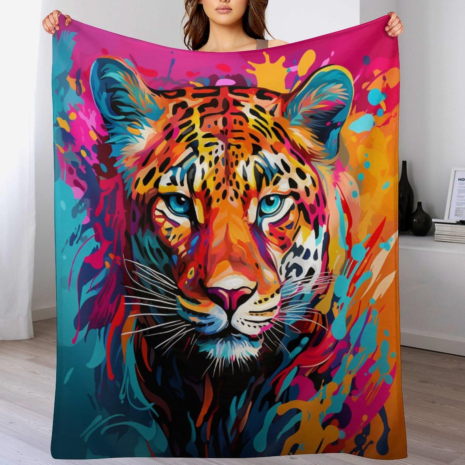 Manta para sofá de tigre franela suave contra el frío invernal