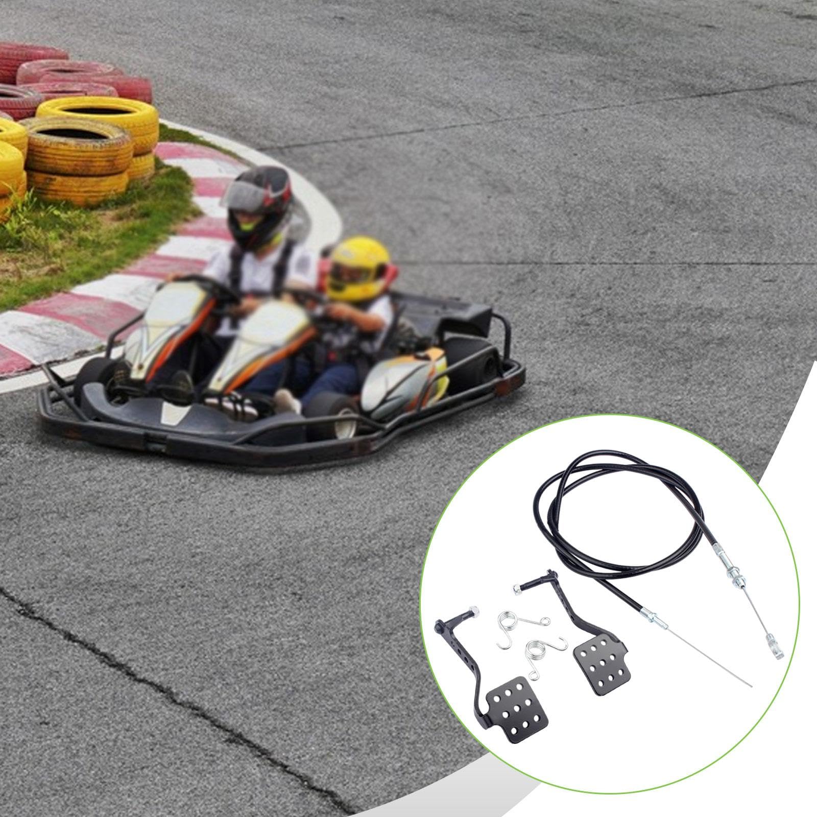 2 Pezzi Pedali Go Kart Kit Freno Acceleratore Accessori Sostituzione Metallo Robusto Installazione Rapida Adatto a Appassionati di Motori, con Cavo Dell'acceleratore
