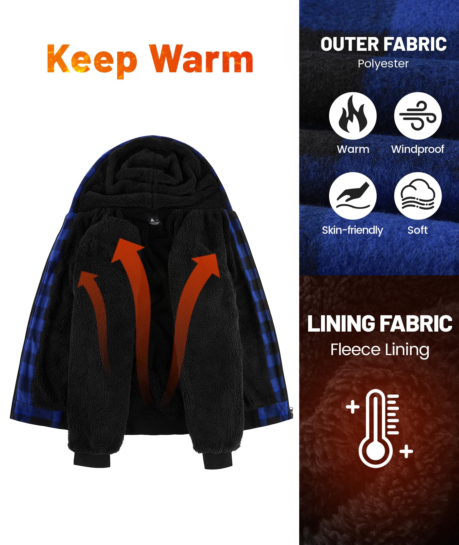 geeksport geeksport geeksport geeksport Felpa da Uomo con Cappuccio e Full Zip Fleece Hoodies for Men Sportive Inverno