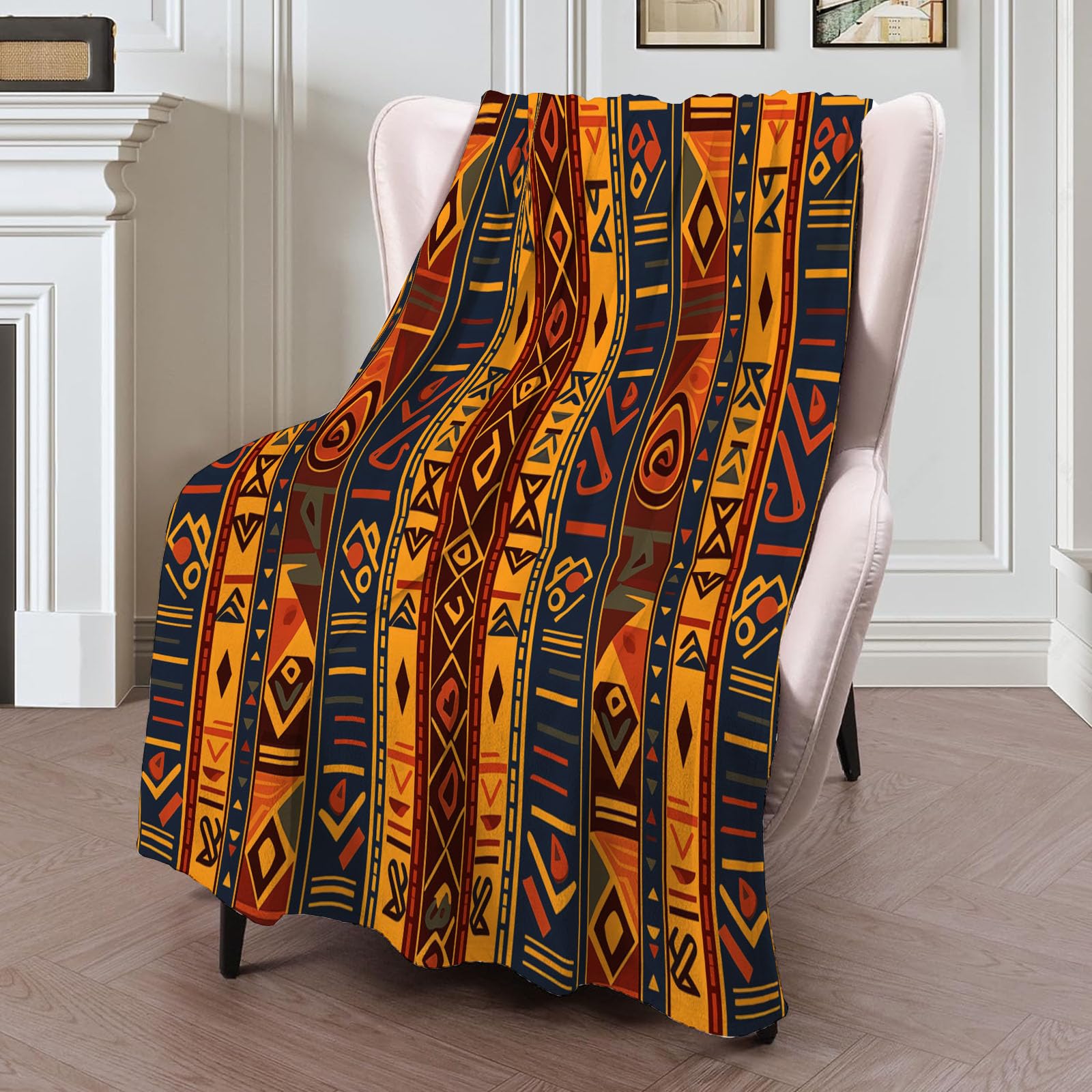 Plaid couverture polaire motifs africains pour vos soirées cocooning au salon