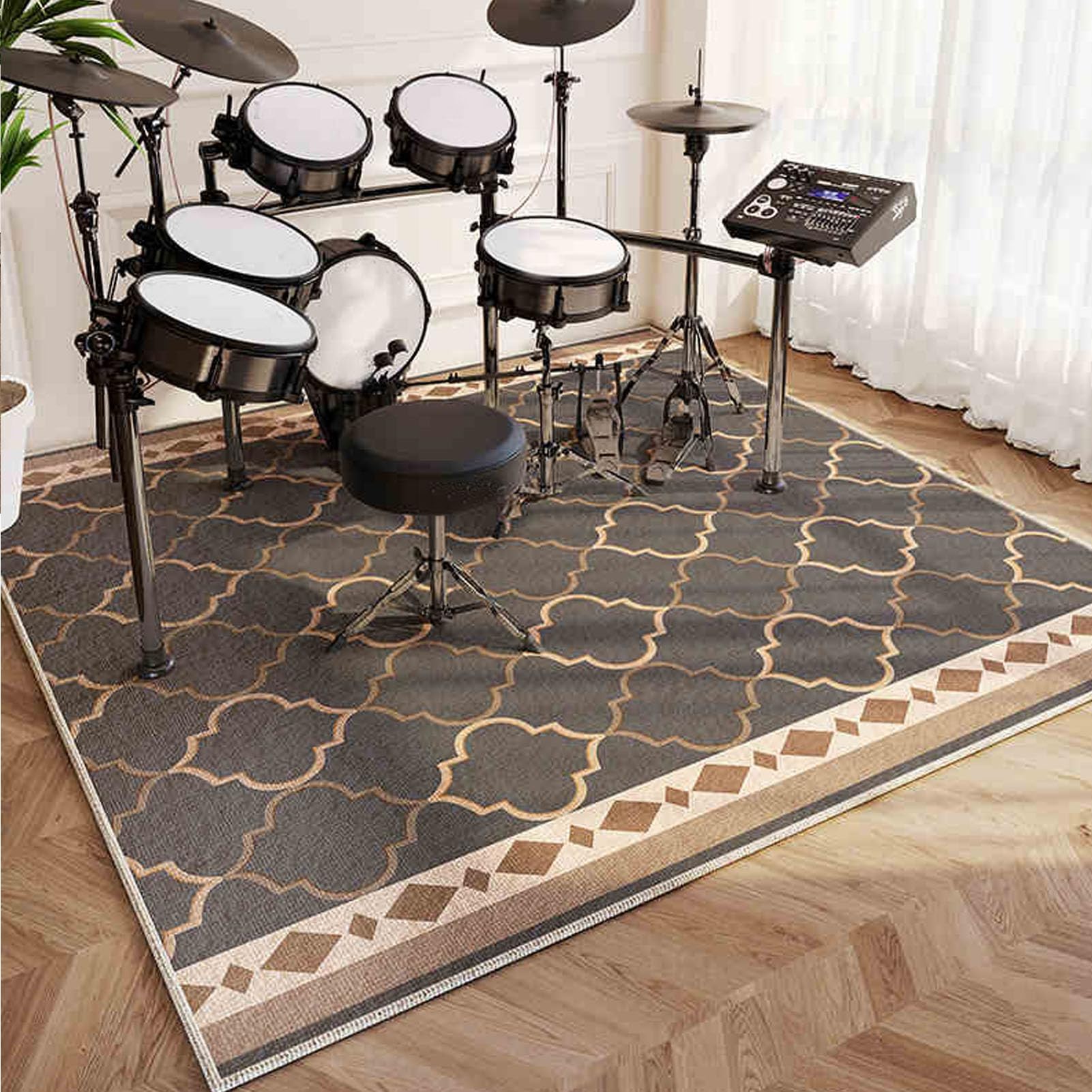 Tappeto Batteria Tappetino per Tamburo Insonorizzato Professionale Tappeto Drum per Batterie elettroniche Rullante Acustica Snare Drum Grancassa Strumenti Musicali Coperta Antiscivolo 160 x 120 cm