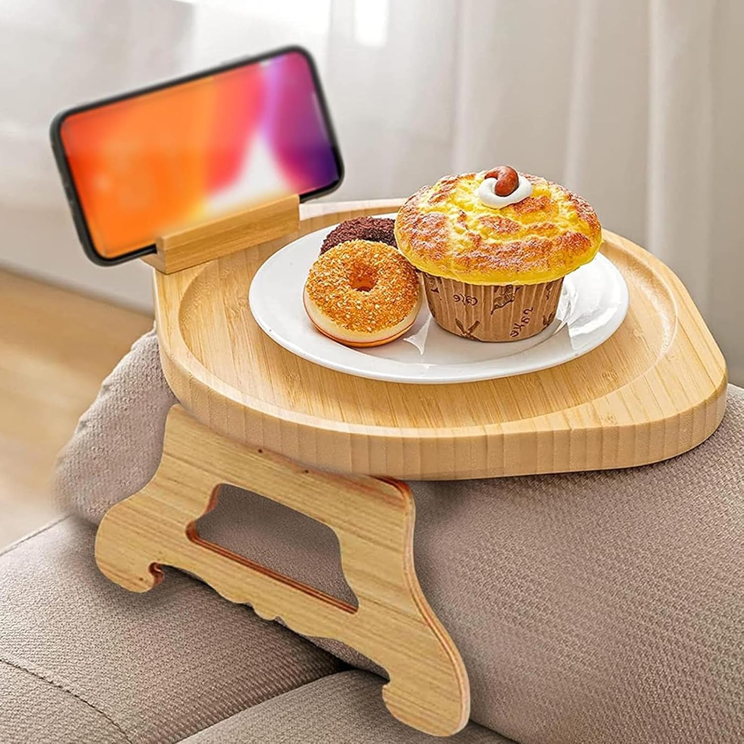 Sofa Clip on Tray Table, Couch Arm Table for Wide Armrest