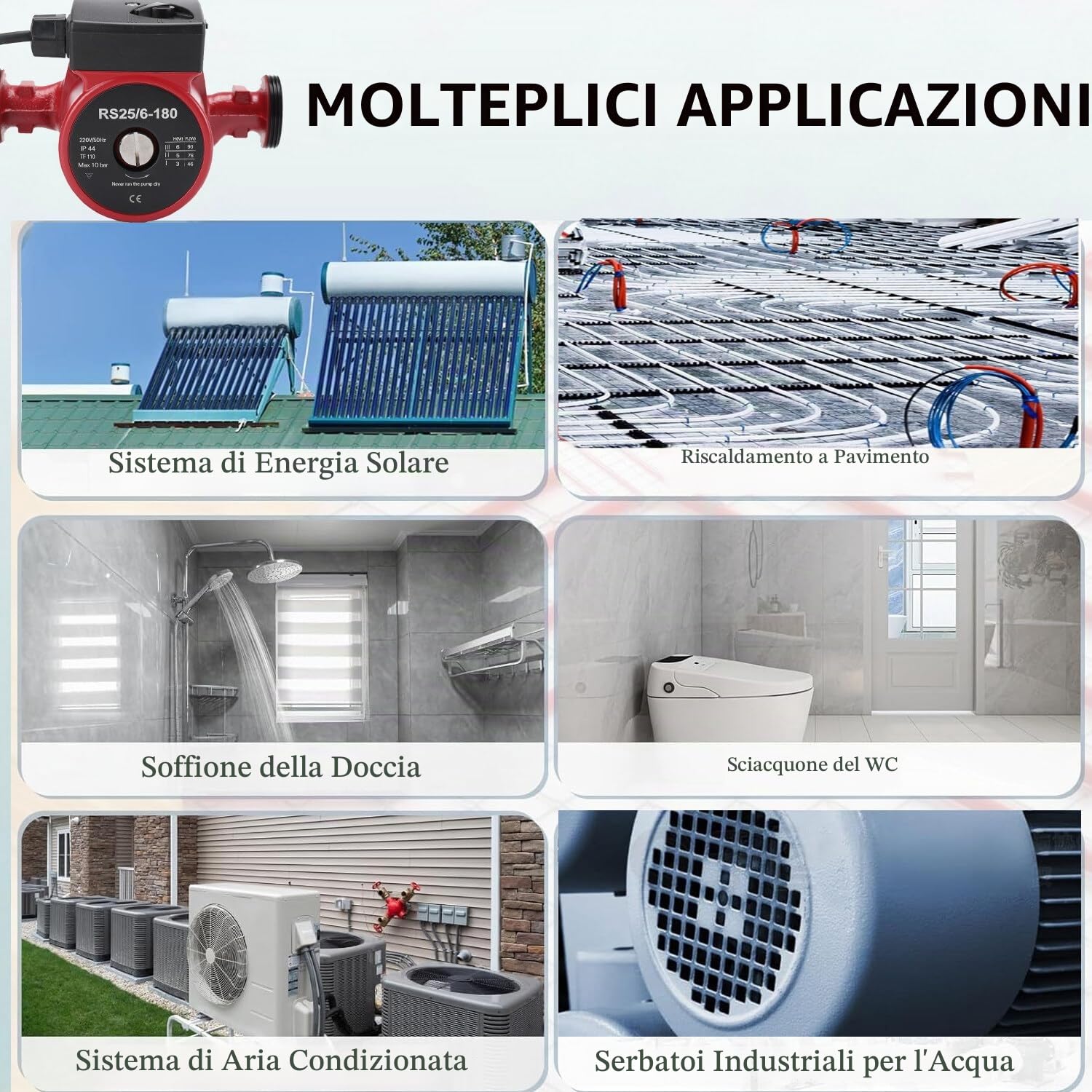 Pompa di Circolazion Dellacqua Calda, 220V Pompa di Riscaldamento, Pompa a Pressione per Circolatore Domestico Regolazione a Tre Velocità per Riscaldamento e Acqua Calda 46/76/93W