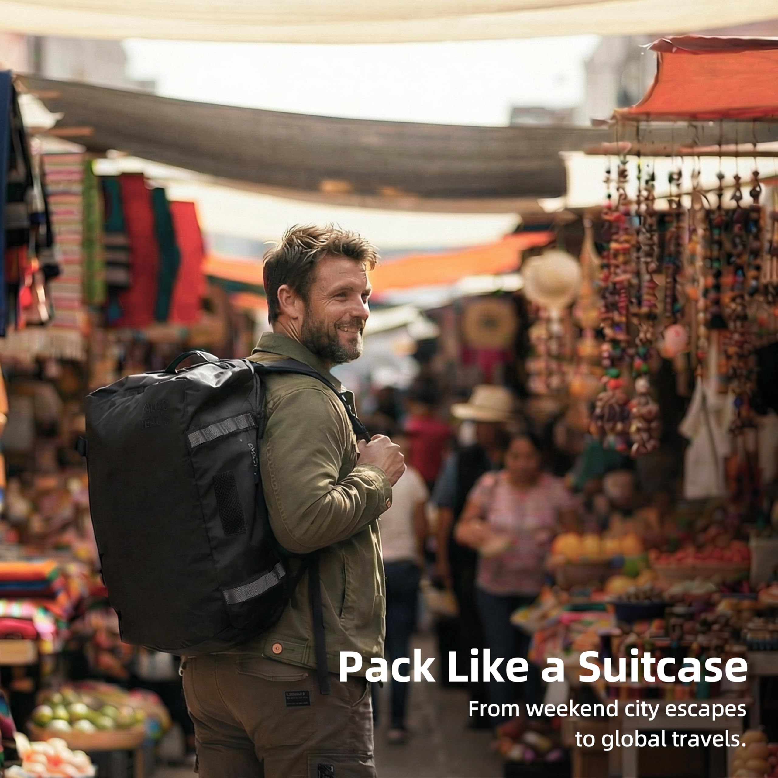 Reisetasche 40 L, Umwandelbarer Rucksack für Reisen, Fitnessstudio & Pendlernutzung, Wasserabweisend