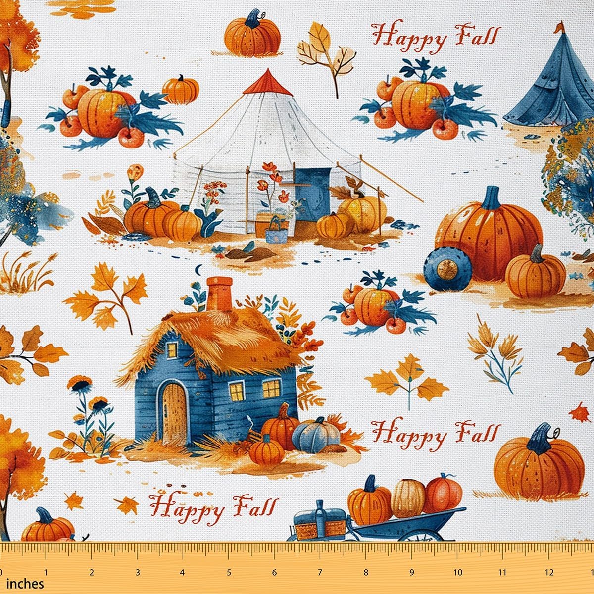 Autumn Fall Maple Leaves Fabric by The Yard,Cute Birds Wild Animal Indoor Outdoor Upholstery Fabric,Retro Newspaper Print Fabric for Quilting Sewing Arts DIY Craft,3 Yards,108" L x 59" W