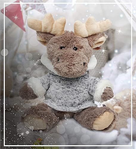 Miniatura 7 de Puzzled DolliBu - Peluche de alce de peluche, alce sentado con suéter gris, adorable juguete de peluche abrazable para niños y adultos, 9 pulgadas