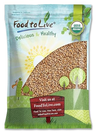 Food to Live Organic Whole Unhulled Barley, 10 Pounds - Premium Quality Seeds with Husk Intact. 100% Natural, High in Fiber. Kosher Grain.