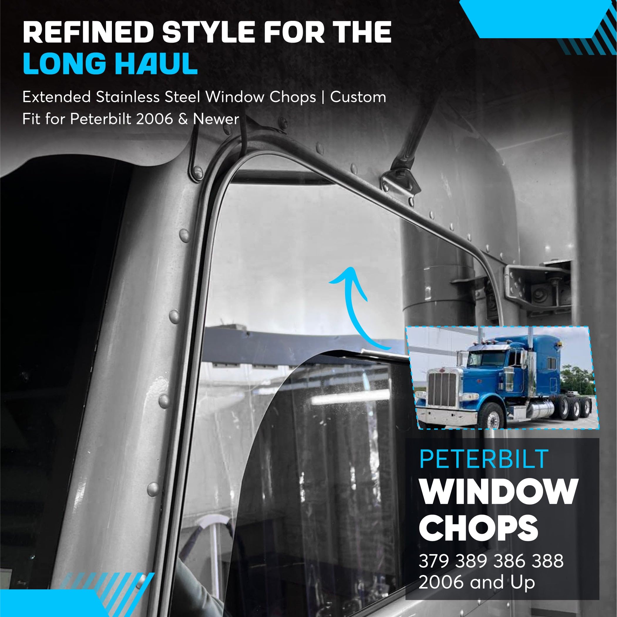Amazon.com: Peterbilt Window Chops 8 Inch Extended Set 379