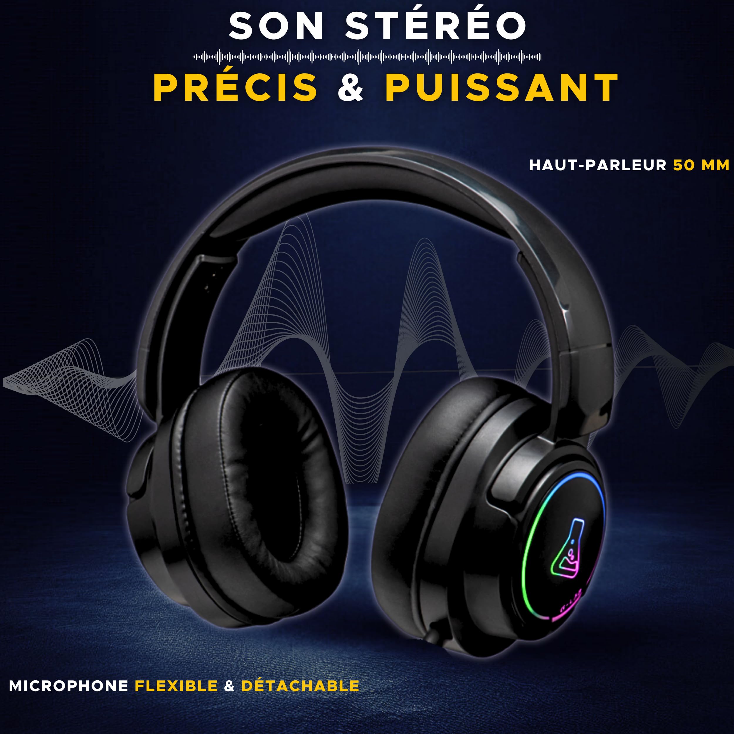 The G-Lab - Korp Iridium - Casque Gaming Sans Fil 2.4GHz & Bluetooth, Audio Haute Qualité, Micro Détachable, Autonomie 45H, RGB, Oreillettes Similicuir - Casque gaming PS5,PS4,PC, SWITCH, ANDROID, IOS | Sans Fil 2.4GHz & Bluetooth, Audio Haute Qualité, Mi