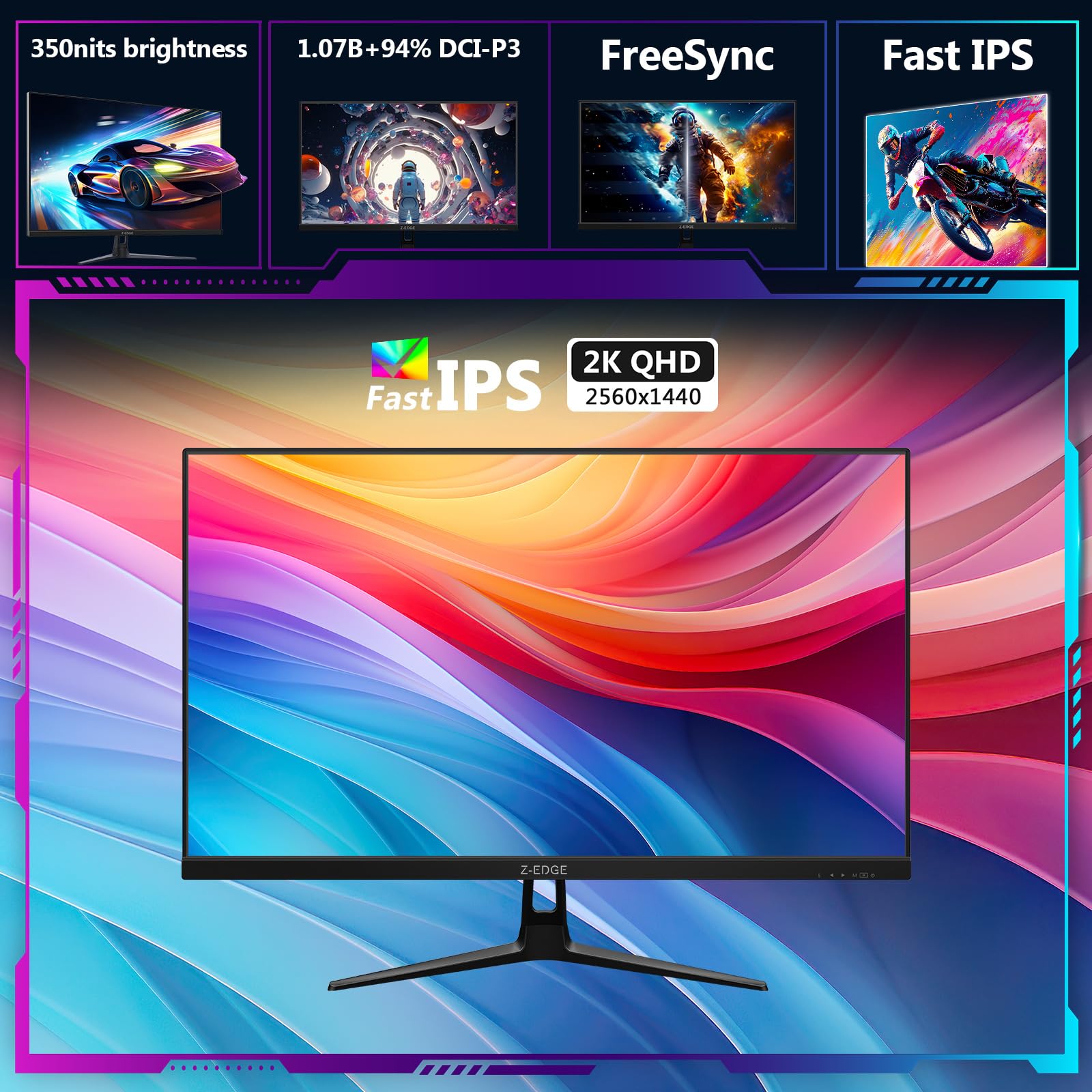 Amazon.co.jp: Z-Edge 27インチ ゲーミングモニター QHD 2560 x 1440