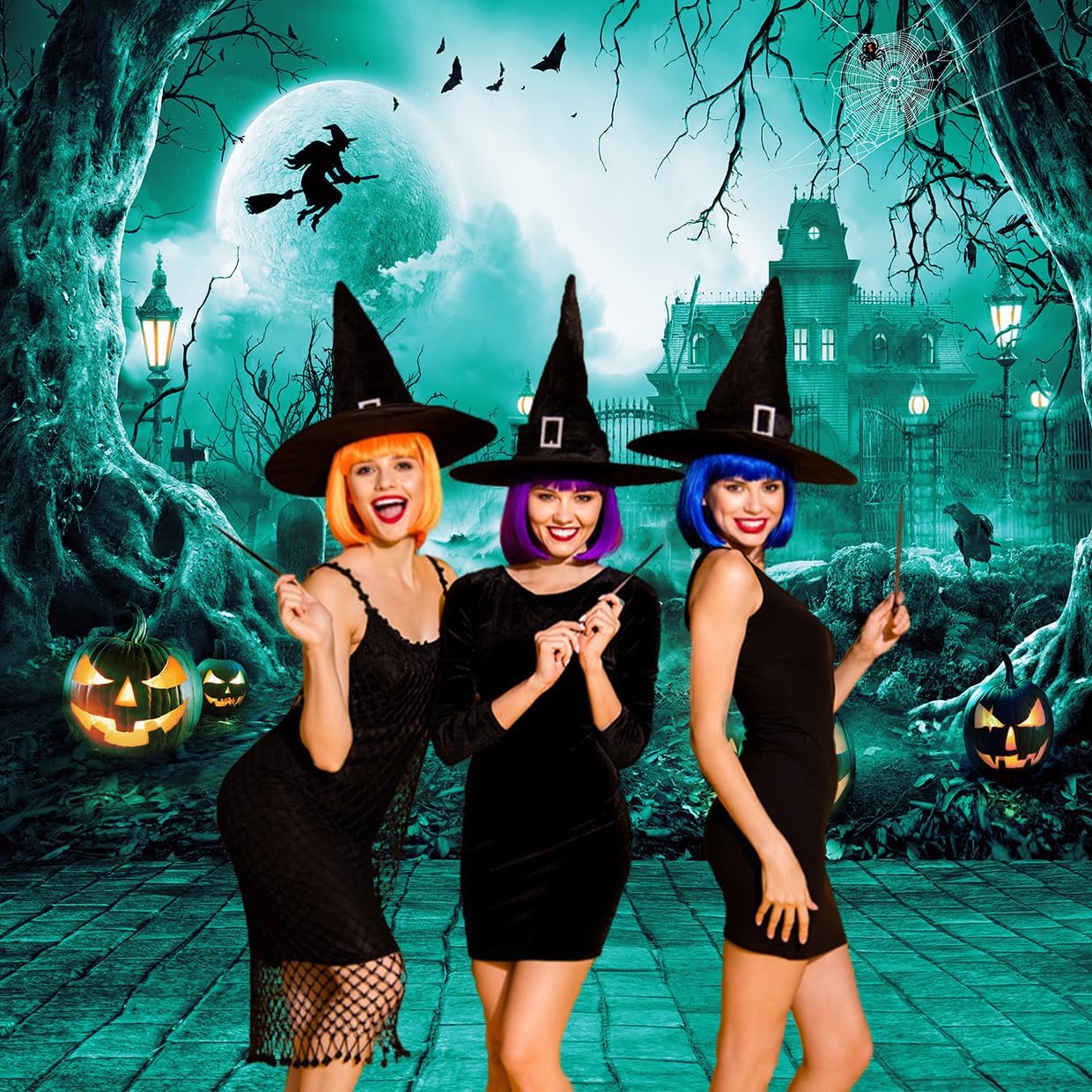 10x10FT Halloween Backdrops for Wall Graveyard Backdrop Halloween Scene Setter Banner Cemetery Background F207