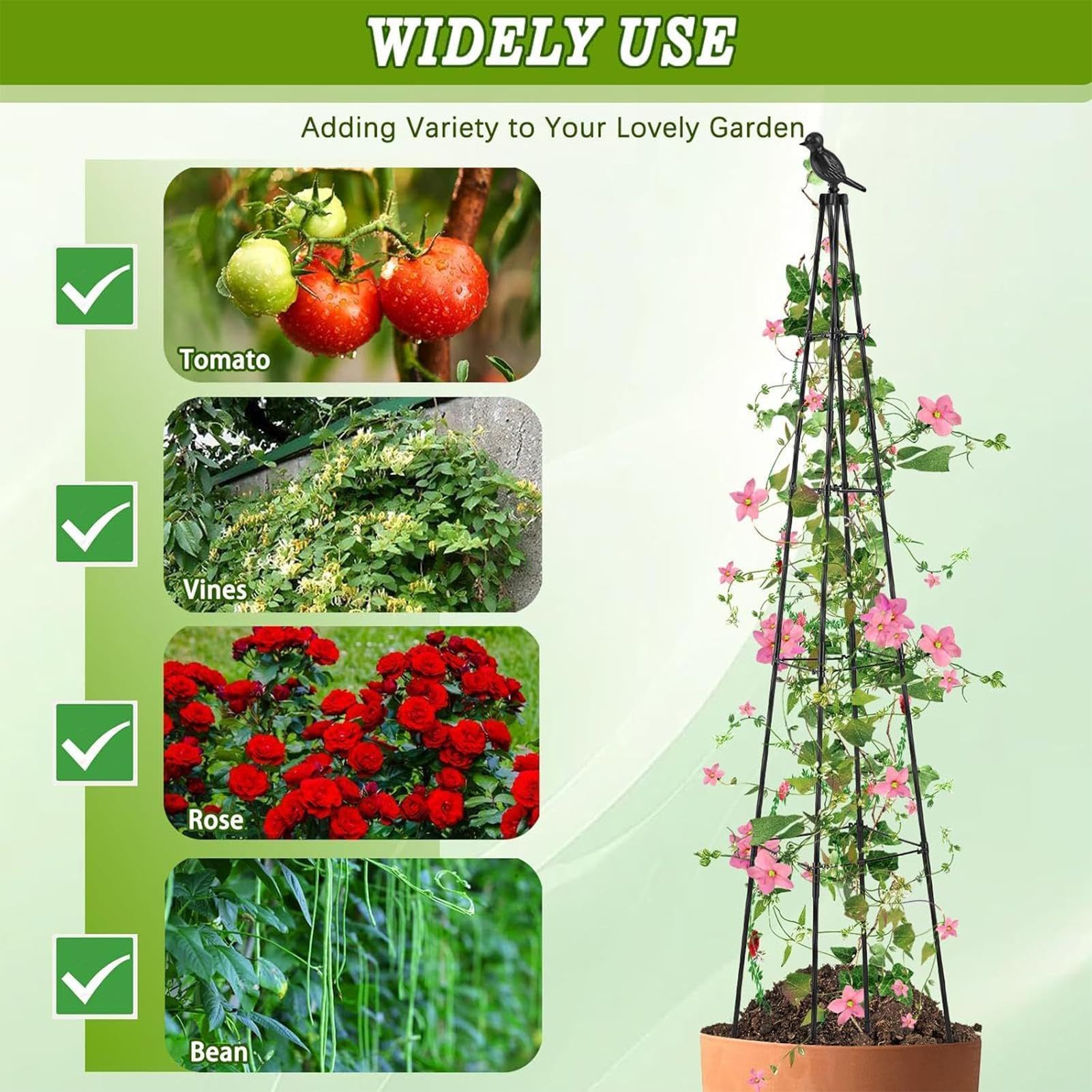 Tuteur Obélisque de Jardin Support Vertical Cadre Obélisque