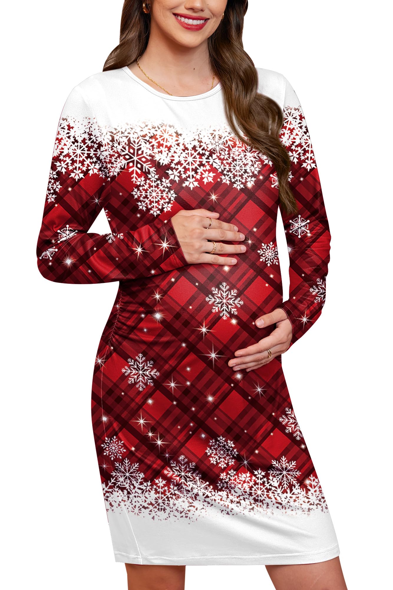 Women's Christmas Maternity Long Sleeves Pregnant Pregnancy Dress S - XXL-image-25