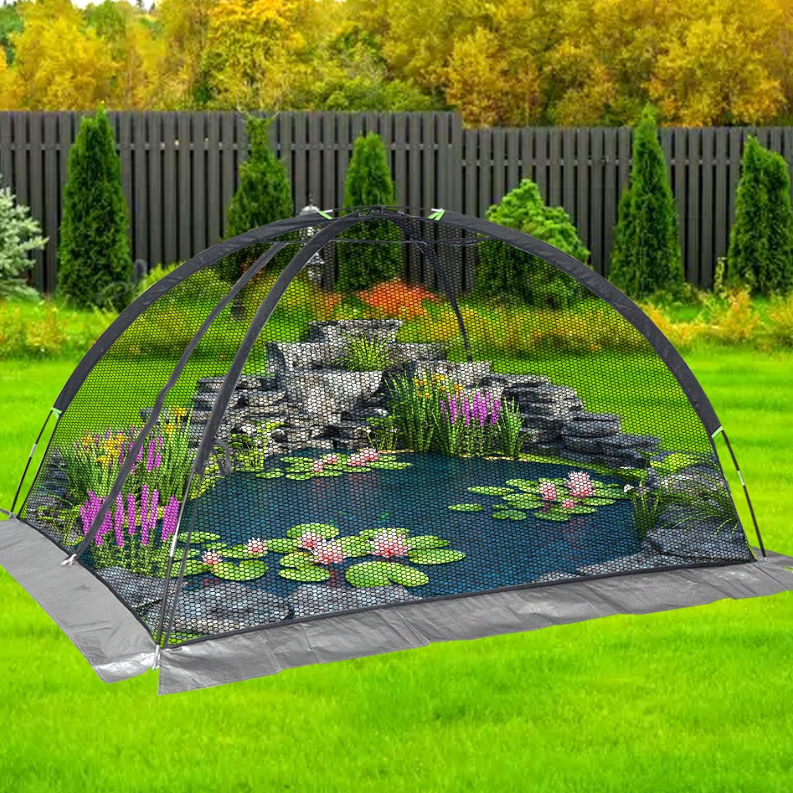 Koi-Teichnetz 4,5 X 6,1 M – Schützt Fische Vor Reihern & Hält Blätter Fern, Inkl. Heringen Und Bändern