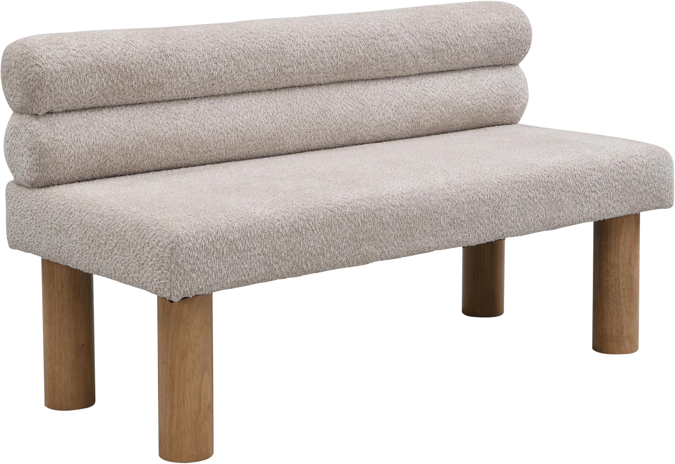 - Generic Dining Bench, Beige Upholstered Dining Bench with Backrest, 3-Step Easy Assembly & Rubber Wood Legs, Space Saving Kitchen Banquette Seating, 51.77", Light Grey