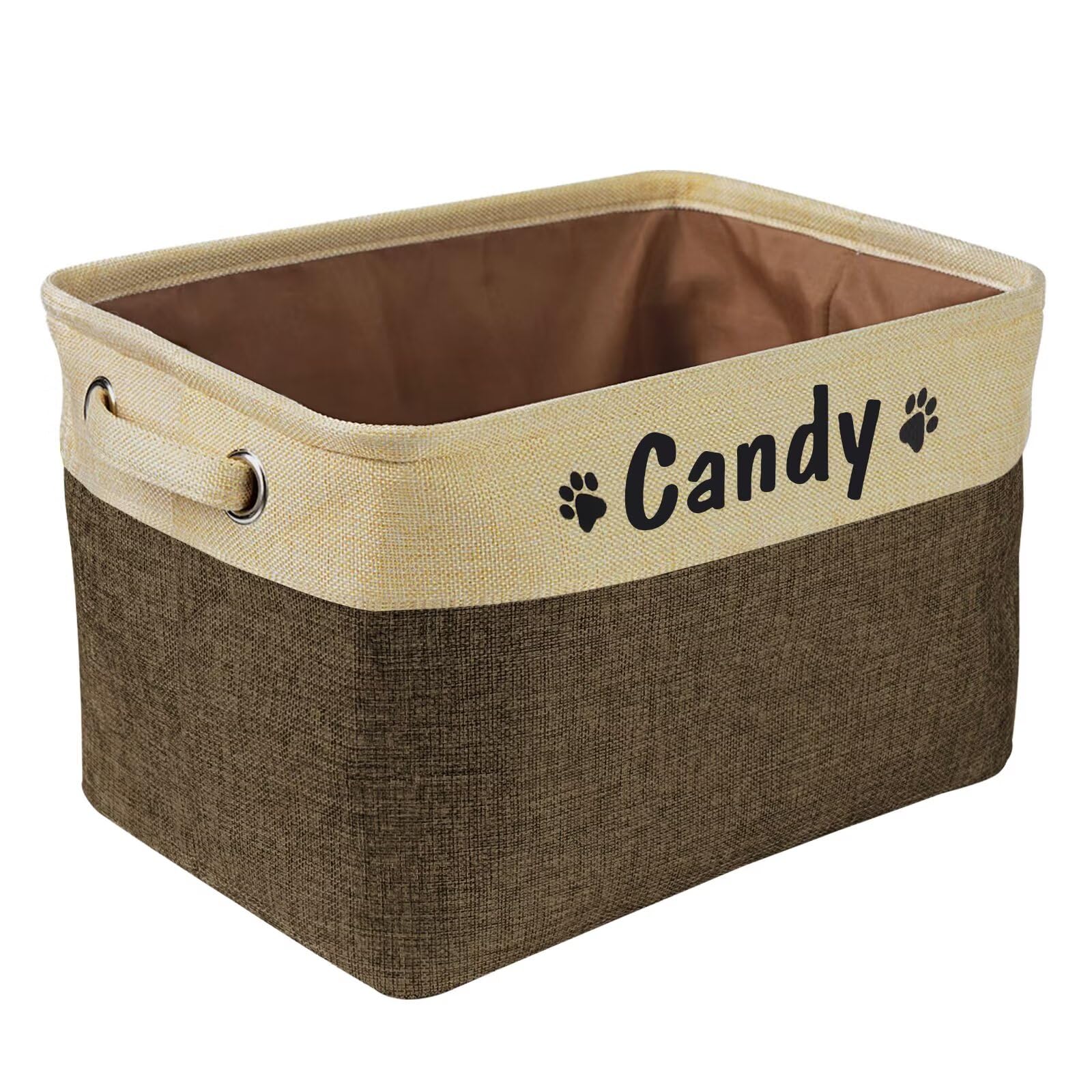 PET ARTIST Collapsible Dog Toy Storage Basket Bin with Personalized Pet's Name - Rectangular Box Chest Organizer for Clothing, Apparel & Accessories