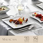 MALACASA 26-Piece Marble Grey Square Dinnerware Sets, Flora Porcelain Dish Set for 6, Service for 6, Microwave & Dishwasher Safe, BPA, Lead & Cadmium Free