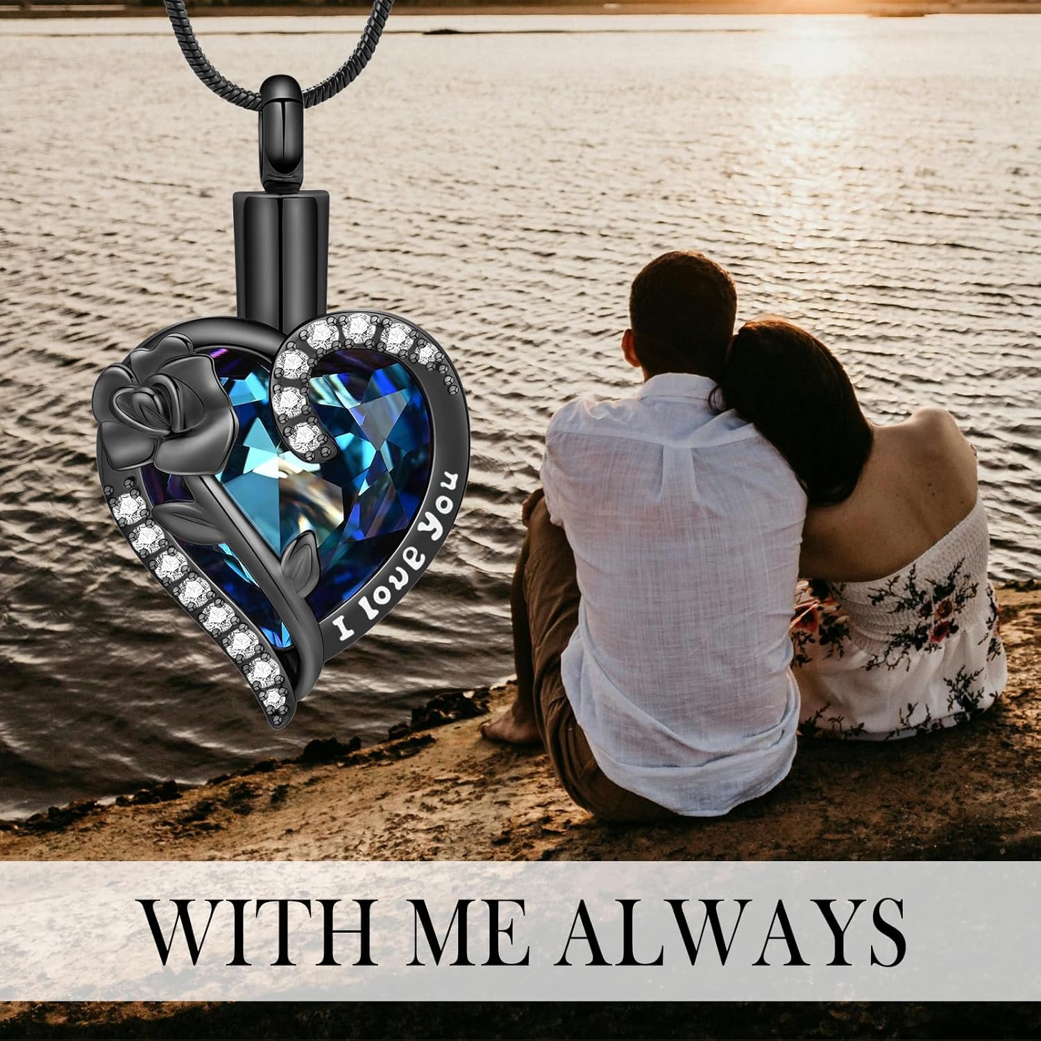 zeqingjw Heart Urn Necklace for Ashes Crystals Cremation Jewelry for Women Men Ashes Holder Memorial Lockets Keepsake Gift - Image 7