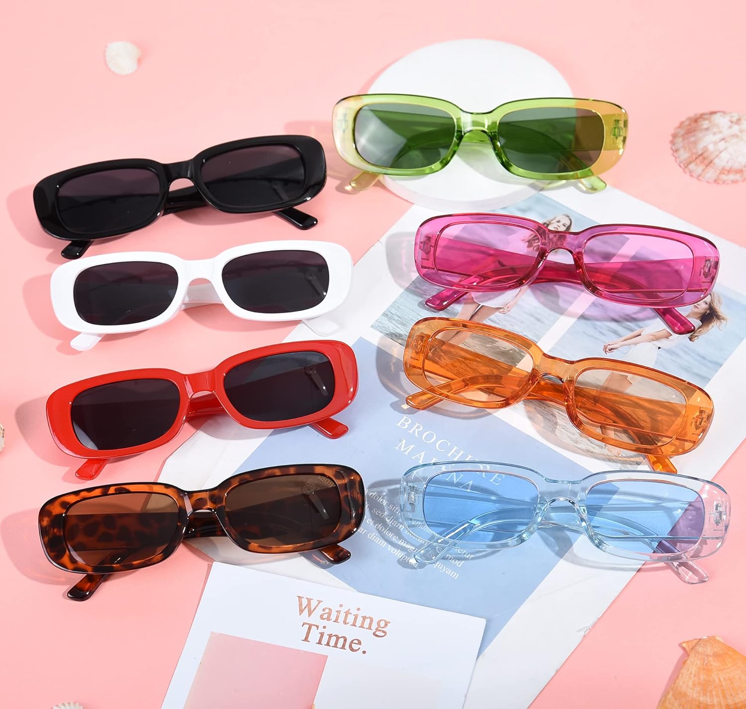 Eyegla 8 Pack Retro Rectangle Sunglasses for Women Trendy Square Party Glasses Bulk for Women Men - Image 3