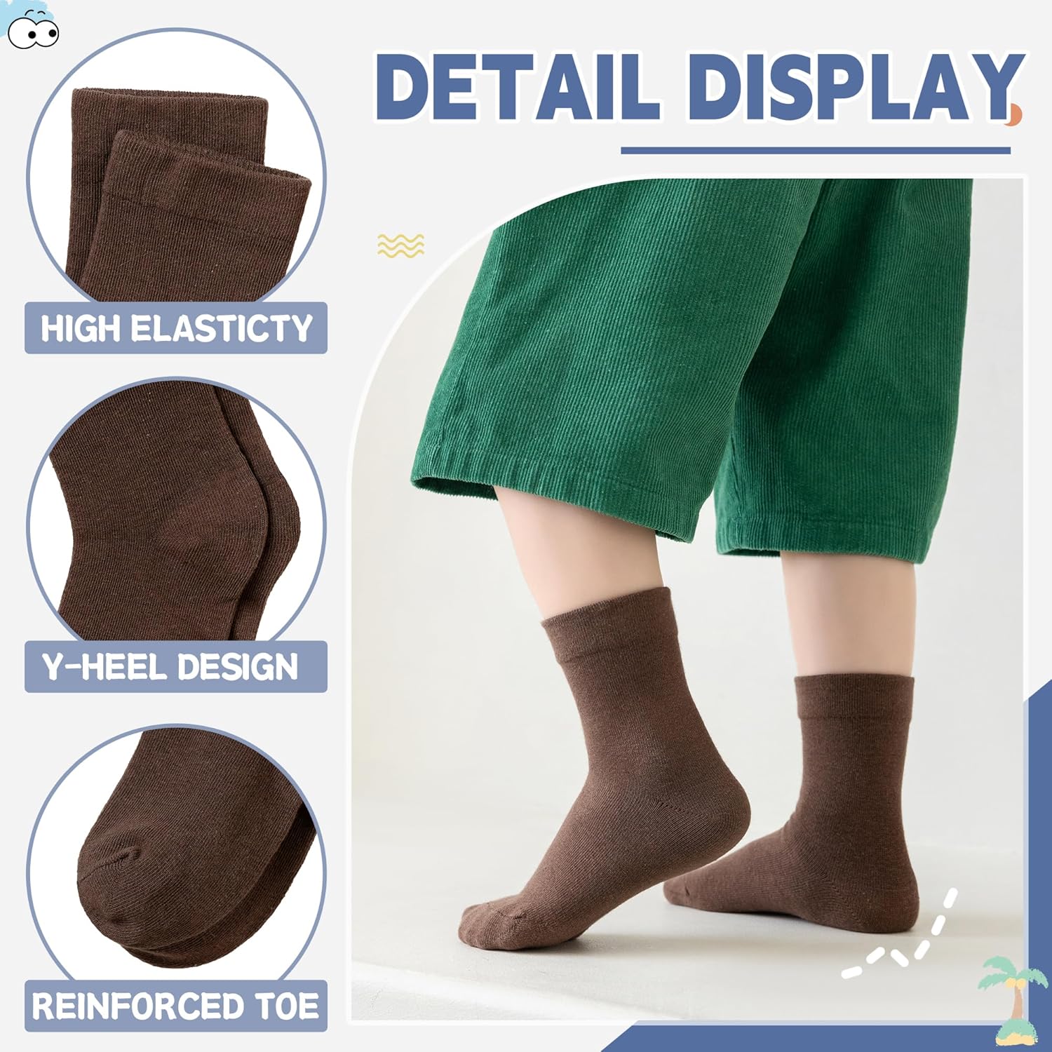 Kids Crew Cotton School Socks Youth Cute Casual Breathable Little Girls Boys Dress Socks 6 Pairs - Image 2