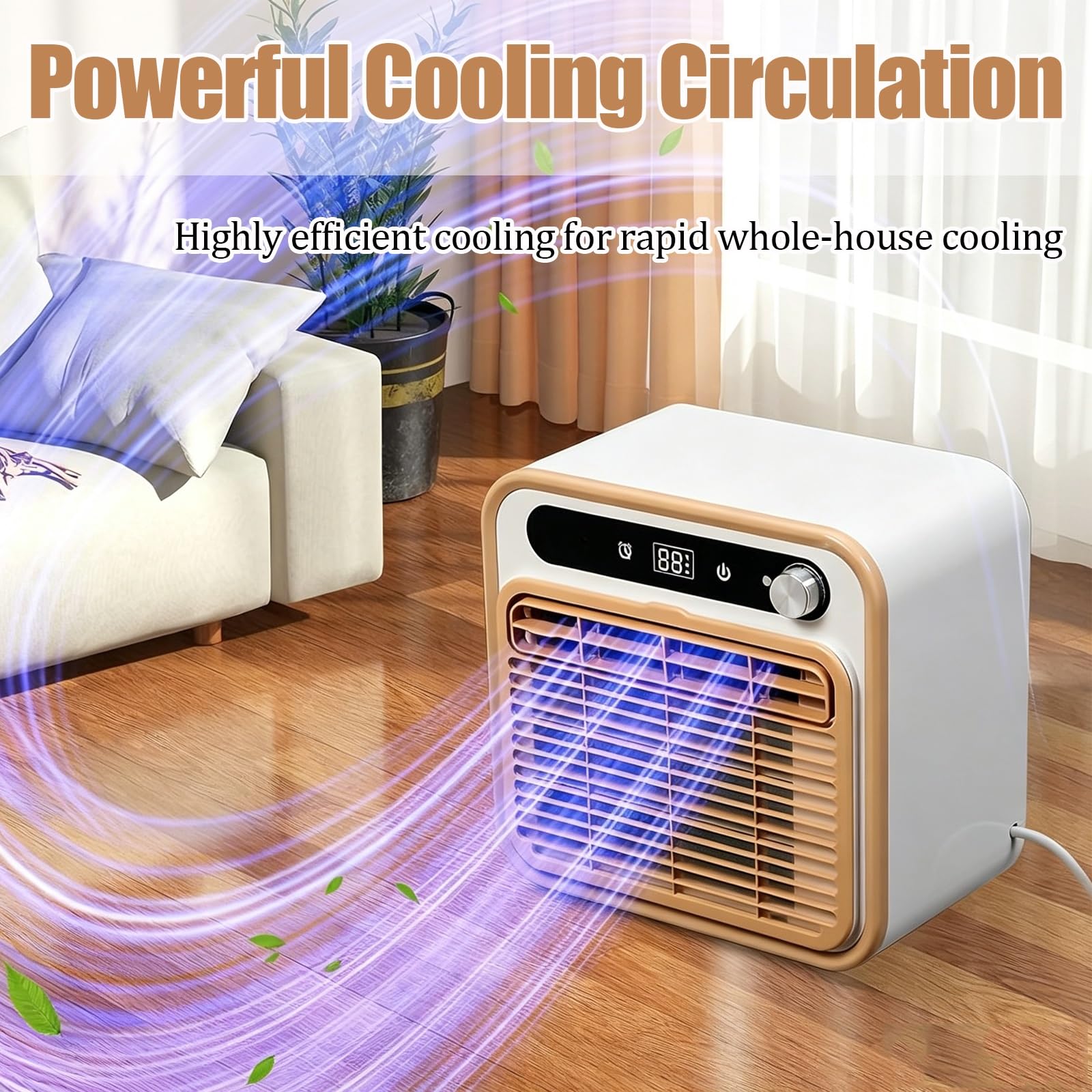 Przenośny klimatyzator typu split z 5000 BTU, cichy klimatyzator Wi-Fi 40 dB do przyczep kempingowych, na kemping i wynajmowane domy, strumień powietrza 130 m³/h, inteligentny panel dotykowy z 12