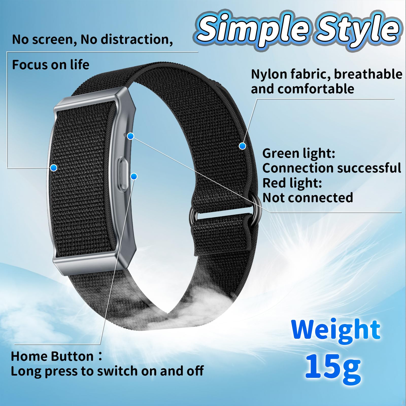 Smart Health Wristband & Armband Set, Screen-Free Minimalist Design Fitness Tracker, Nylon Breathable Smart Bracelet, 24/7 Heart Rate/SpO2/Sleep Monitor, 120+ Sports Modes, IP68 Waterproof