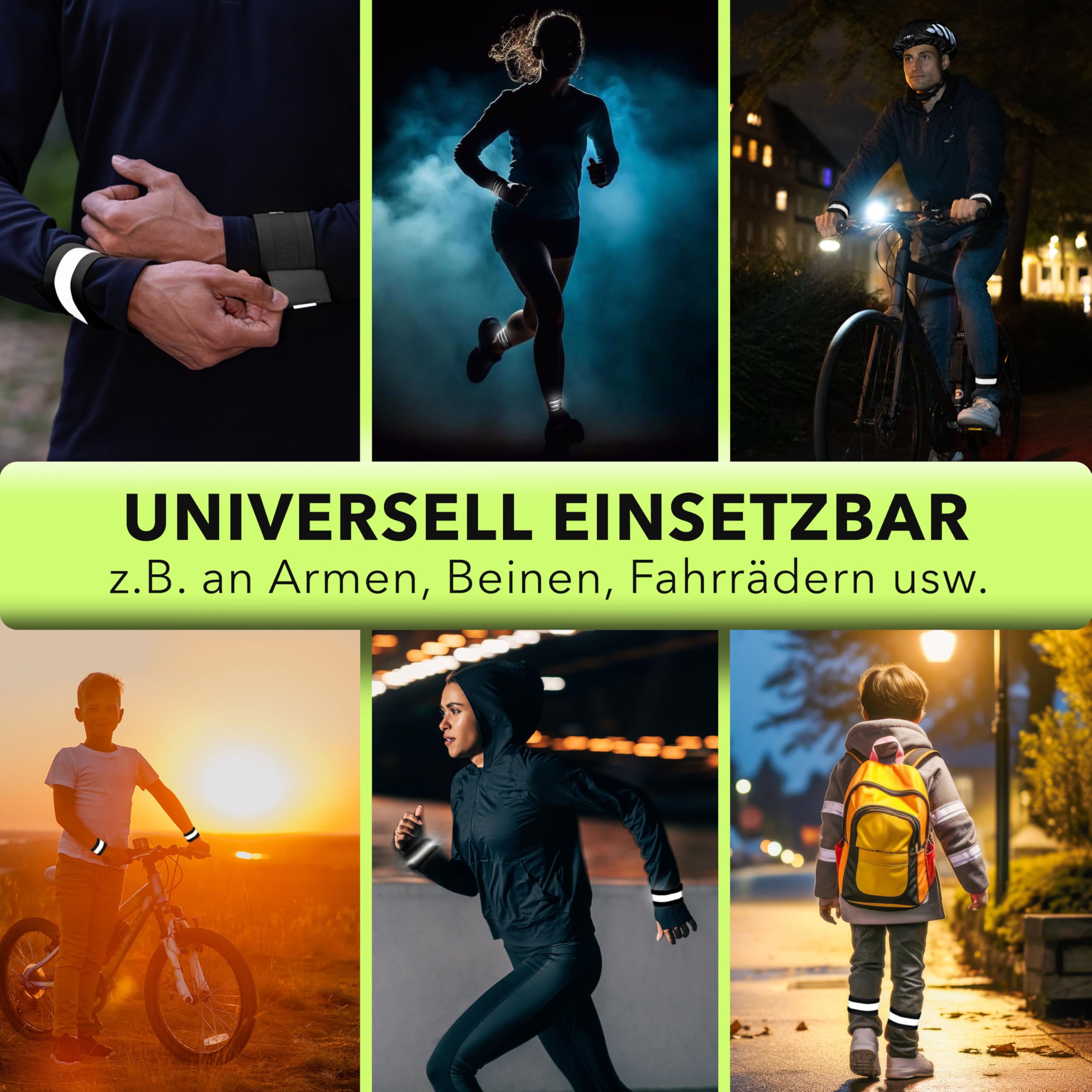 AVANA Taśma odblaskowa, odblaskowa taśma bezpieczeństwa, odblaskowa, elastyczna bransoletka, bezpieczeństwo, jogging, rower dla dzieci, kolor czarny