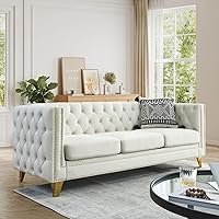 Vista 9 de JEEOHEY Juego de Sofás Chesterfield de 2, Sofá Moderno de Terciopelo con Capitoné y Ribete de Tachuelas, Sofá Tapizado de Asiento Profundo, Sofá