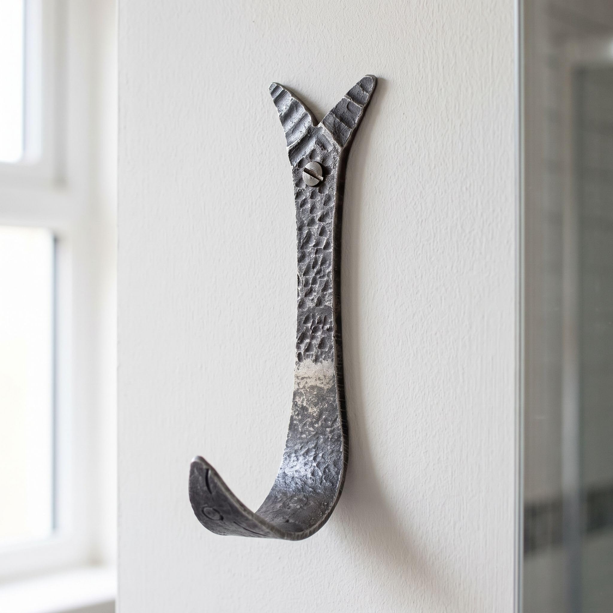  - OakcraftsHand Forged Antique Iron Fish Design Single Coat Hook
