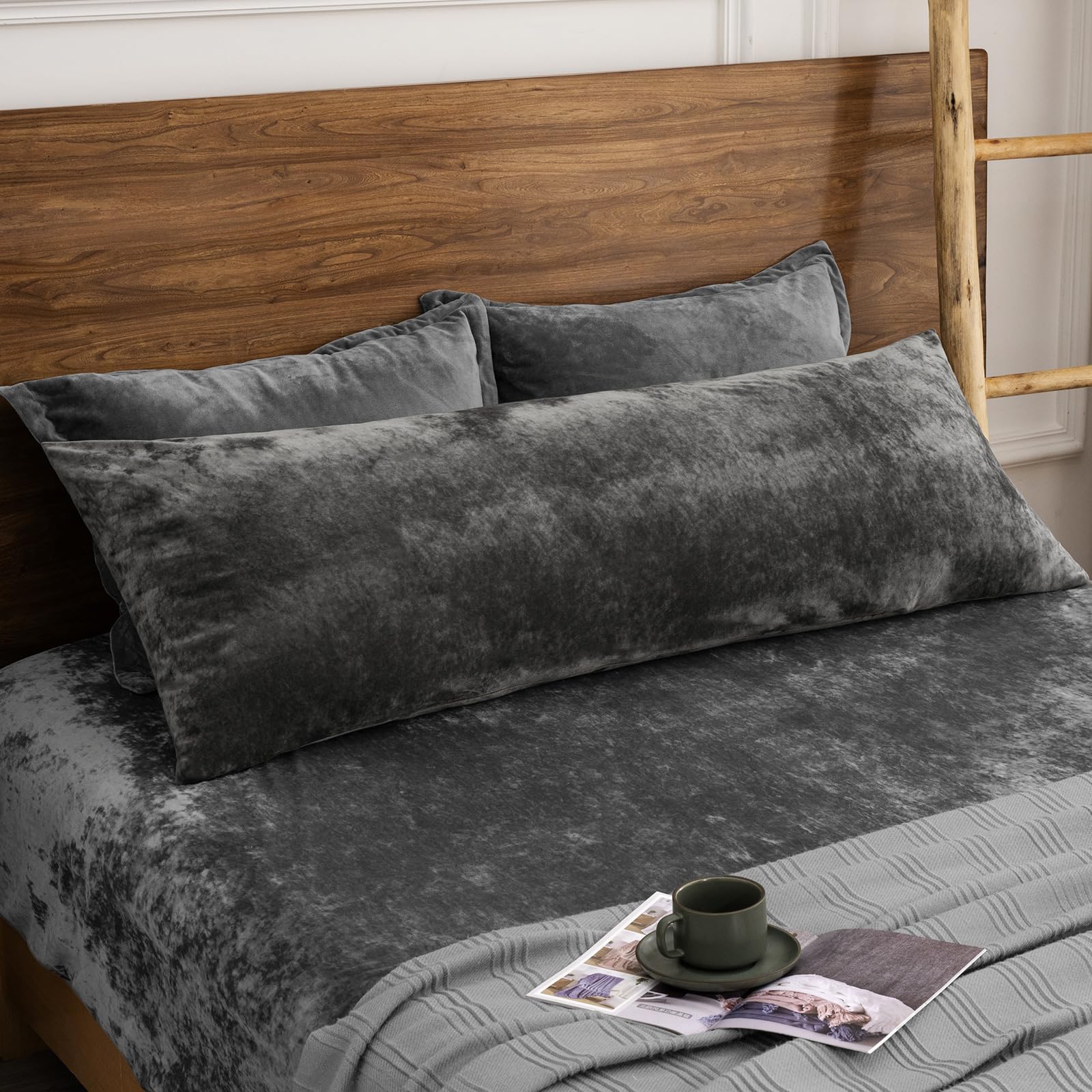 PHF Truly Velvet Zippered Body Pillowcase, No Insert, 1 Pack Ultra Soft Breathable Pillow Sham Cover with Zipper, 20"X 54" Long Luxury Cozy Warm Fuzzy