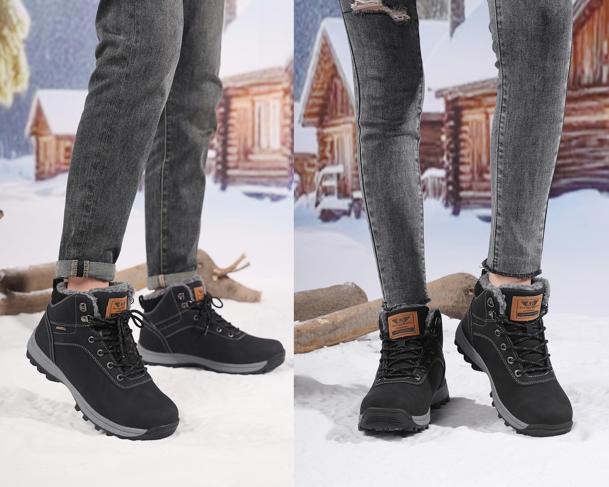 ARRIGO BELLO Bottine Femmes Hommes Hiver Chaussures Bottes de Neige Fourrée Antidérapantes Chaude pour Unisexe 36-46