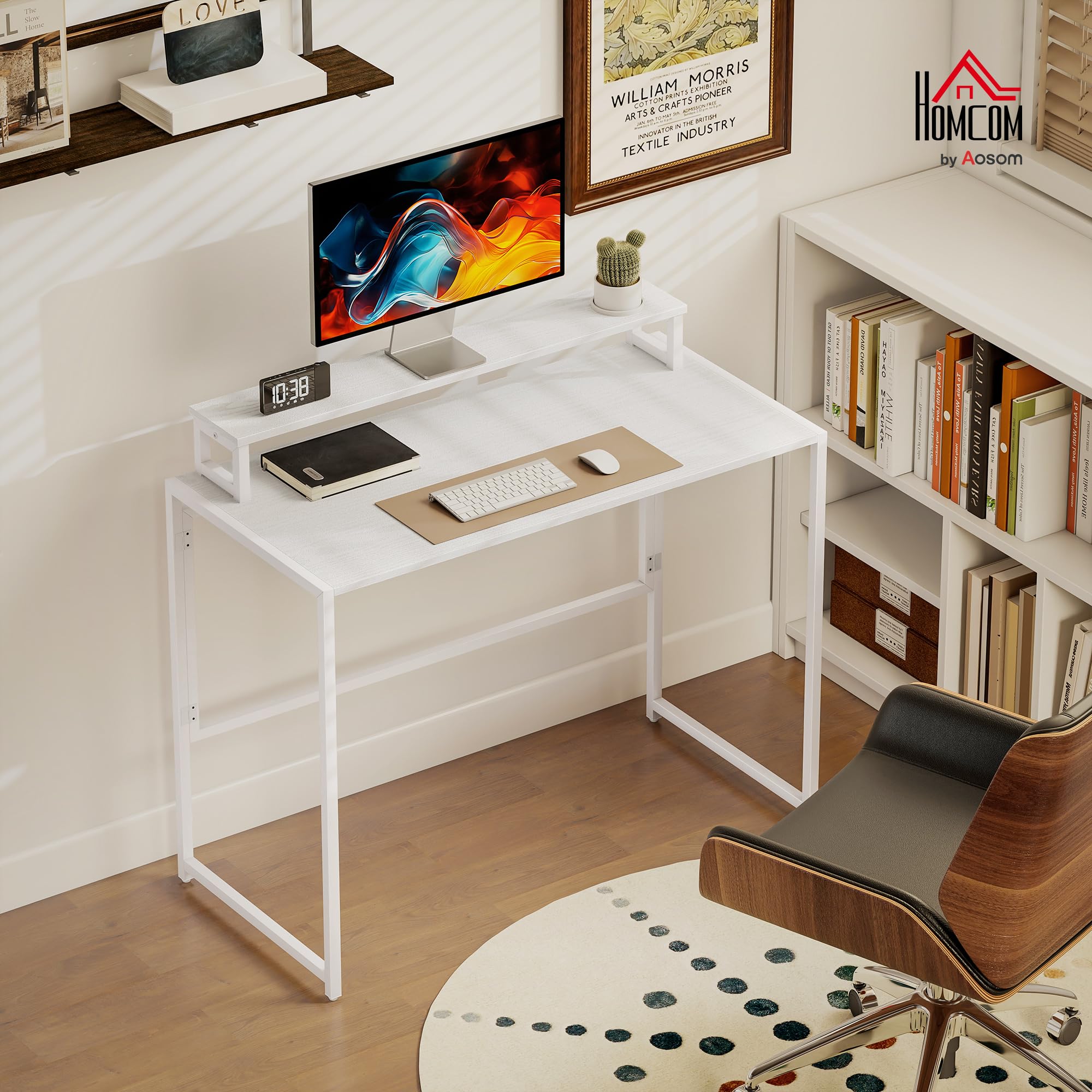 HOMCOM Schreibtisch Klappbar mit Monitorhalterung 100 x 48 x 87,5 cm Weiß