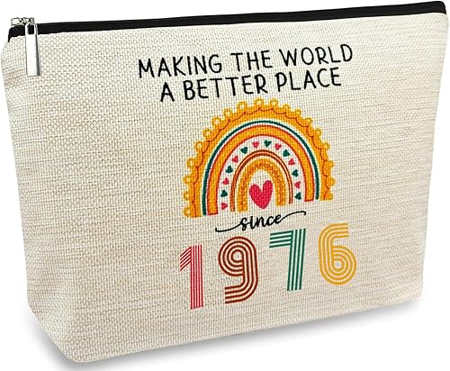 50th Birthday Gifts for Women, Funny 1976 Makeup Bags 50th