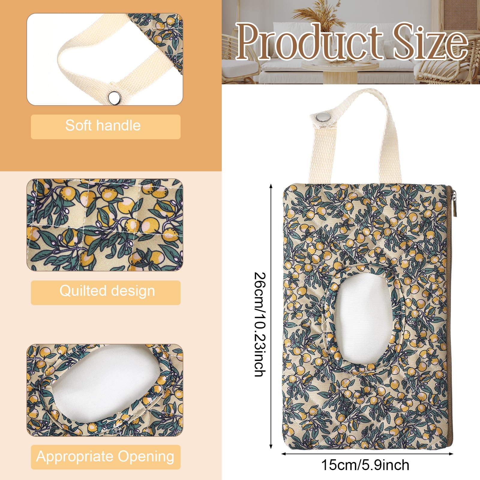 Cosblank 2 Pcs Quilted Diaper and Wipes Pouch Portable Hanging Floral Wet Wipe Bag Diaper Bag Reusable Wipes Pouch for for Stroller Car Travel Infant Diapering Organizer (Mixed Floral) - 2