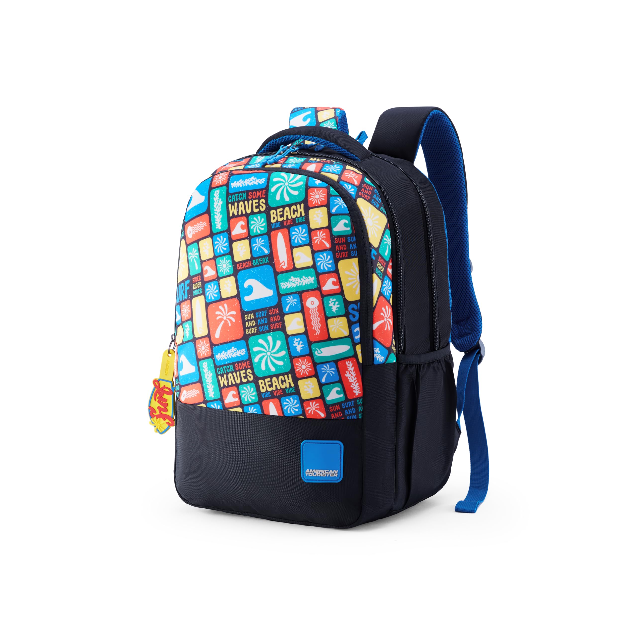 Pazzo 4.0 Xl01 Blk Surf, Extra Large School Backpack, Age 8-12 Years, 3 Compartments, 2 Extra Silicon Pullers For Personalisation-Atplayunique 31 Ltrs Capacity-Unisex,Multicolor-image-38