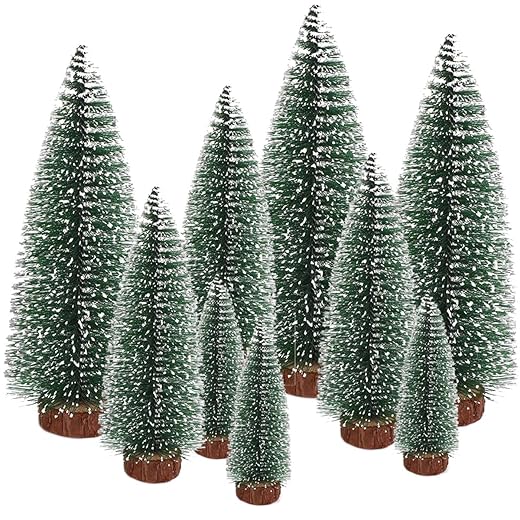 Lot de 9 mini sapins décoratifs festifs