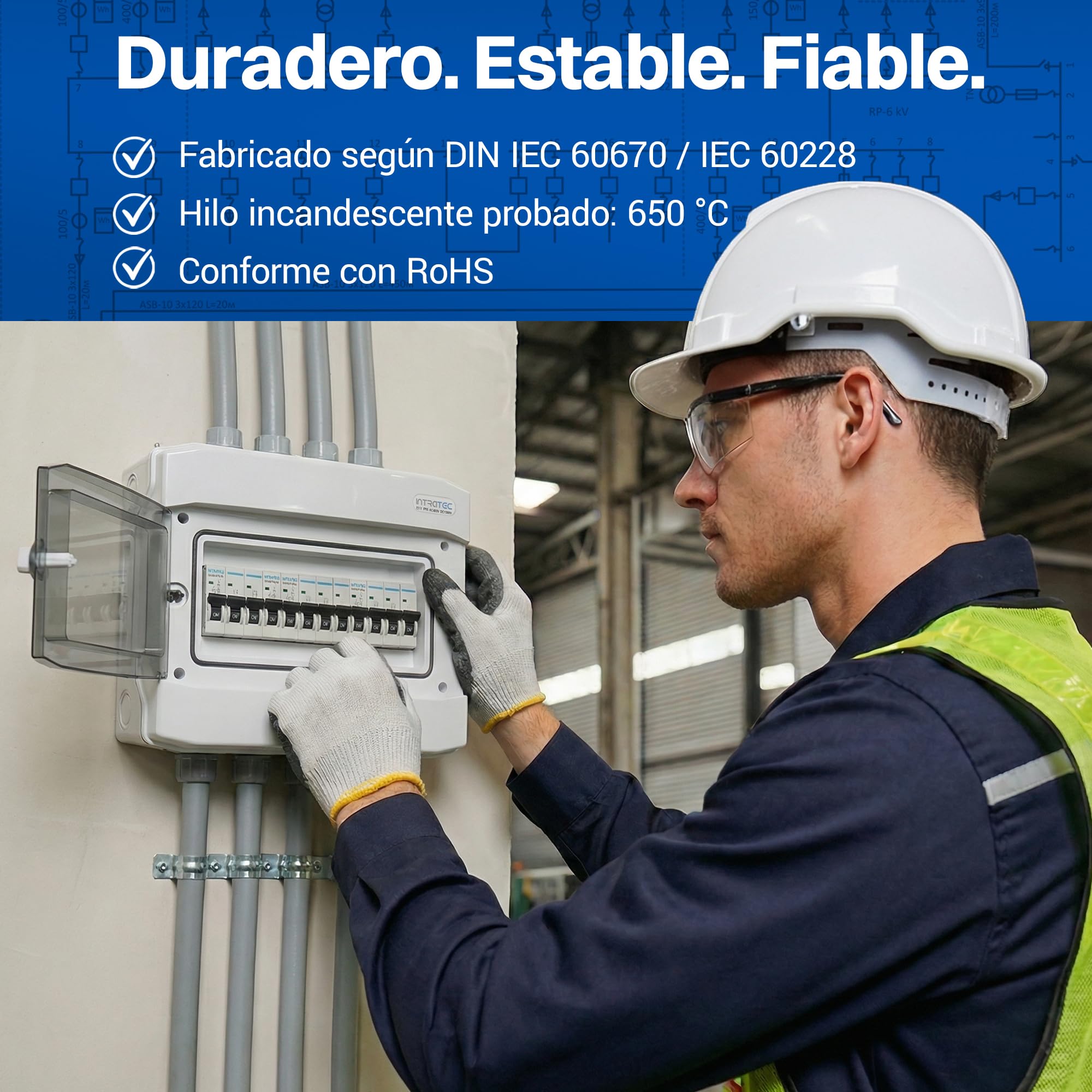 Intratec Caja de Distribución Superficie 1 Fila IP65 – Cuadro Eléctrico para 12 Módulos DIN – Caja de Subdistribución Estanca para Exterior Garaje – 400VAC 1500VDC, 318 x 259 x 144 mm - 5 Pack