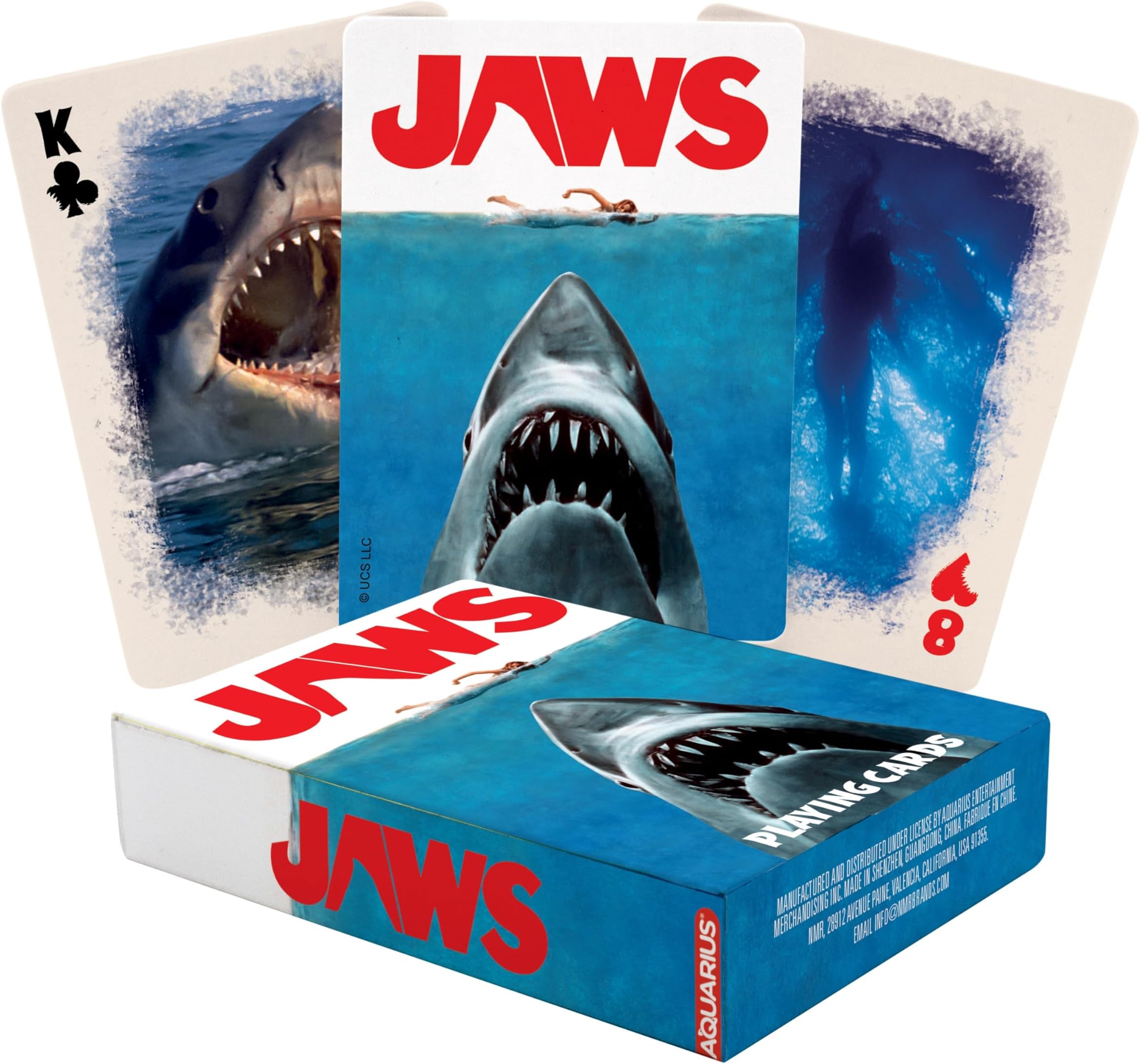 Jaws Playing Cards Standard Size - Themed Deck with 52 Unique Shark Designs - Collectible Merchandise Gift for Teens and Adults by Aquarius