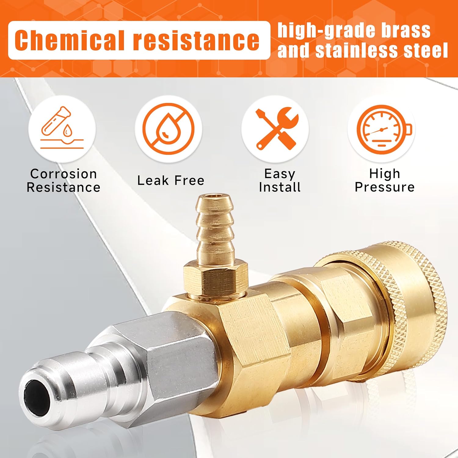PWACCS Downstream Injector for Pressure Washer, Power Washer Chemical Injector Kit with 3/8" Quick Connect, Soap Injector with Siphon Hose 3-5 GPM