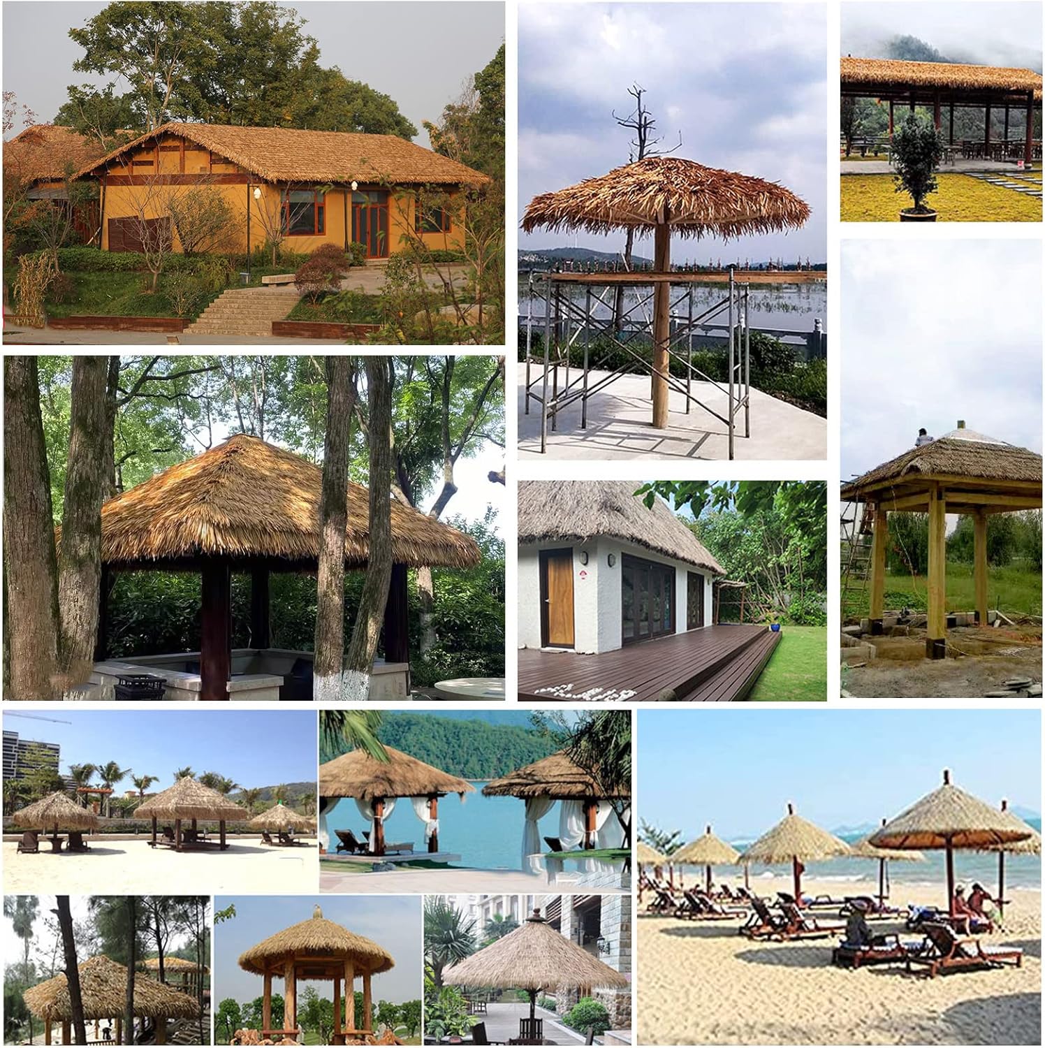 NAKAN Artificial Mexican Tiki Bar Palm Thatch Rolls, 50cm 19.6'' Wide Straw Thatch Roofing for Tiki Bar Huts Patio Umbrella Cover Garden Gazebos Decorati(Size: 0.5x2m/1.6x6.5ft,Color:Natural)