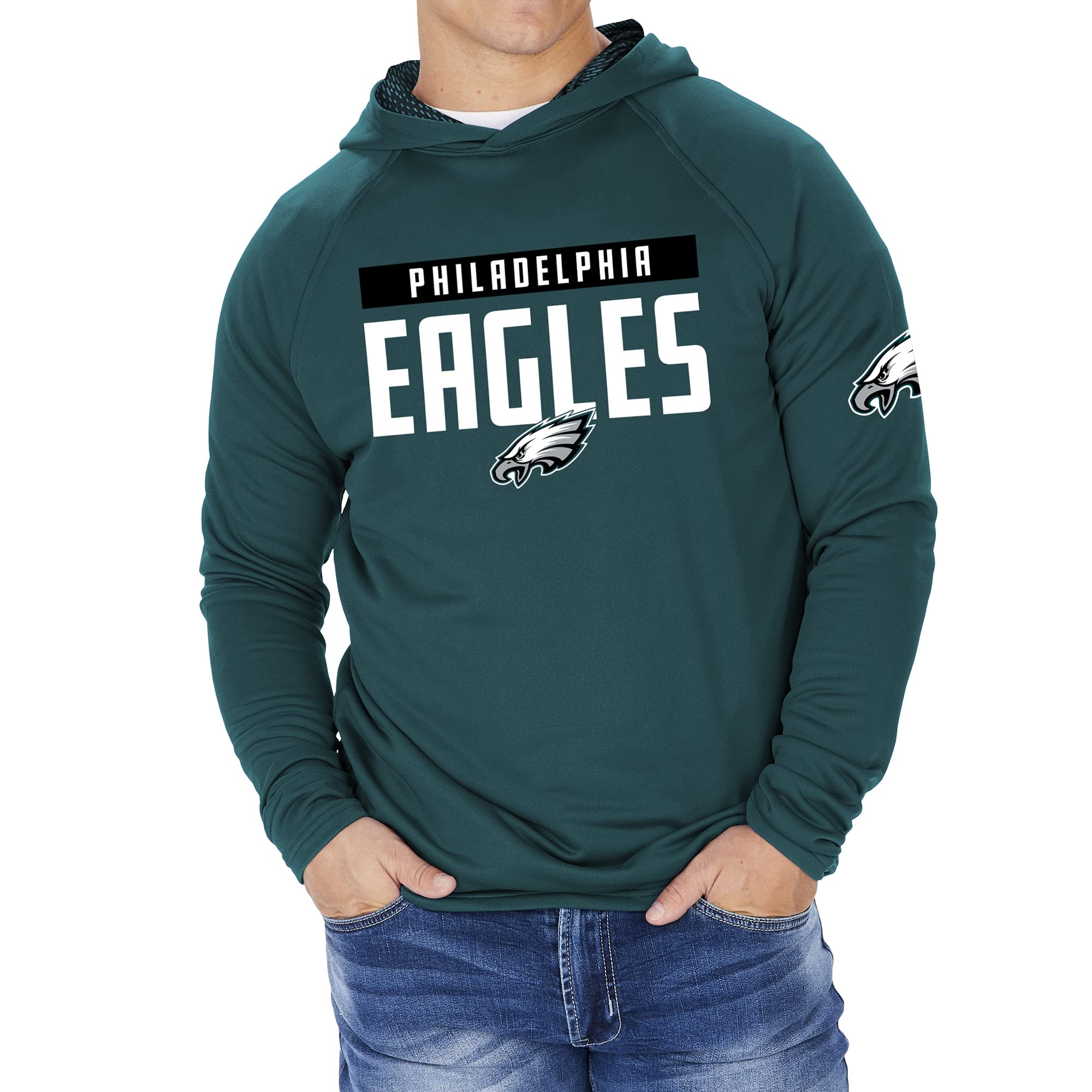 Zubaz NFL Football Men's Solid Team Hoodie with Camo Lined Hood and Sleeve Graphic — view 30