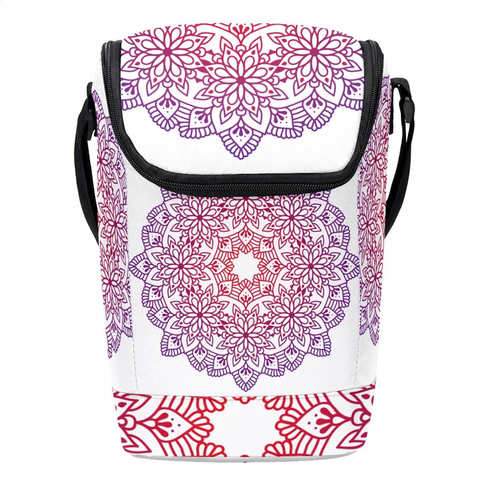 Bolsa de almuerzo ligera lavable de mandala con forro isotérmico
