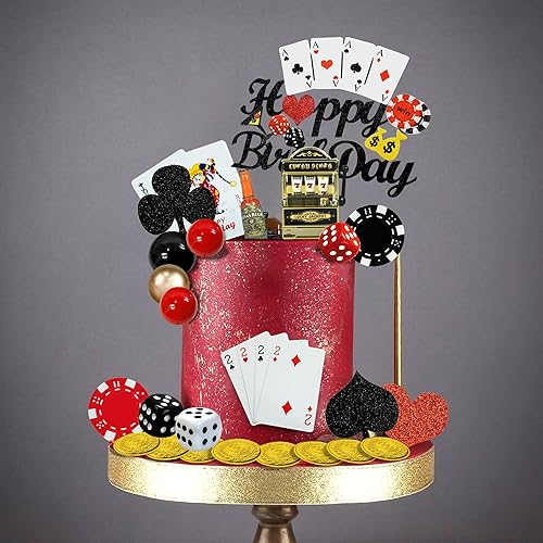 Miniatura 4 de 35 PCS Casino Cake Toppers Mini máquina tragamonedas fichas de póquer dados para decoración de cumpleaños de escena de Las Vegas (casino 2)